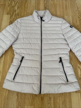 Tahari-Light Beige mauve Quilted Packable Jacket - Women’s Puffer Coat